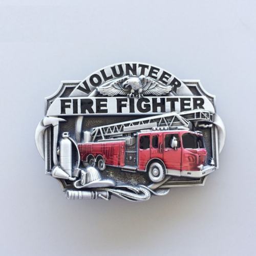 Western Zinc alloy Leather Belt Buckle Volunteer Firefighter Fire Shape Pattern US Local Shipping