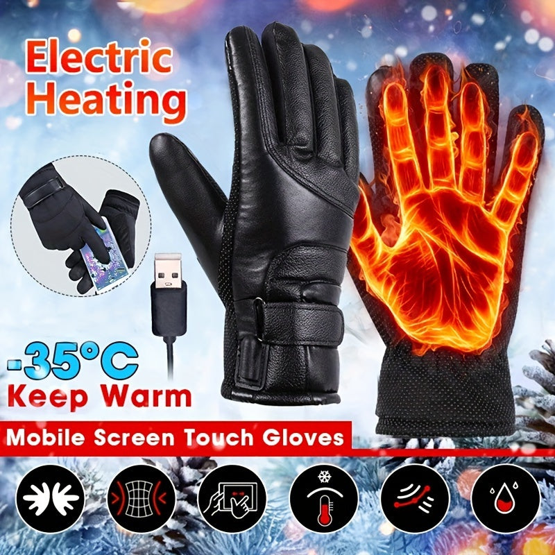 Electric Heated Gloves Powered By USB Power Bank Hand Warmer Heating Gloves for Winter for Motorcycle  Touch Screen Bike Waterproof Gloves