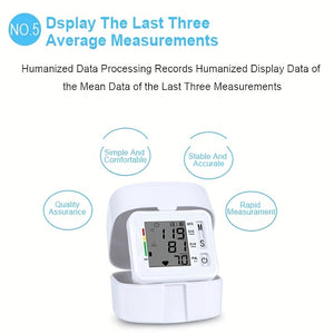 Compact Digital Wrist Blood Pressure Monitor - One-Touch, Irregular Heartbeat Indicator, Battery-Free Operation