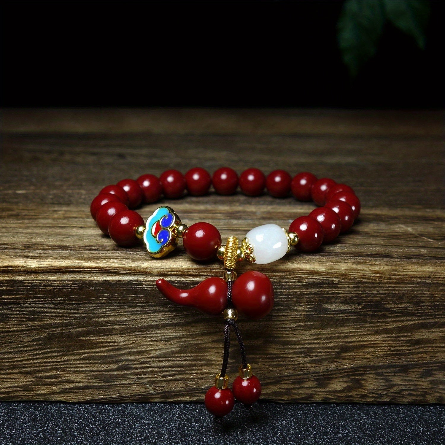 1pc 2023 New Explosive Boutique Vermilion Bracelet Peace Lock And Good Luck Gourd Pendant Matching Bracelet, Send Friends, Family Gifts