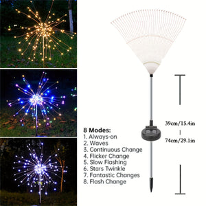 300LED Solar Garden Firework Lights Outdoor Waterproof 200LED Sparklers Solar Lights 60LED For Outside Patio Backyard Yard Pathway Walkway D