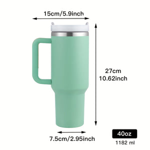 1pc, 40oz Stainless Steel Double Wall Tumbler With Lid And Handle, Heavy Duty Water Bottles, Water Cups, Summer Drinkware, Kitchen Stuff, Ho