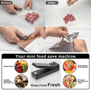 1pc 2 In 1 USB Chargable Mini Bag Sealer Heat Sealers With Cutter Knife Rechargeable Portable Sealer For Plastic Bag Food Storage