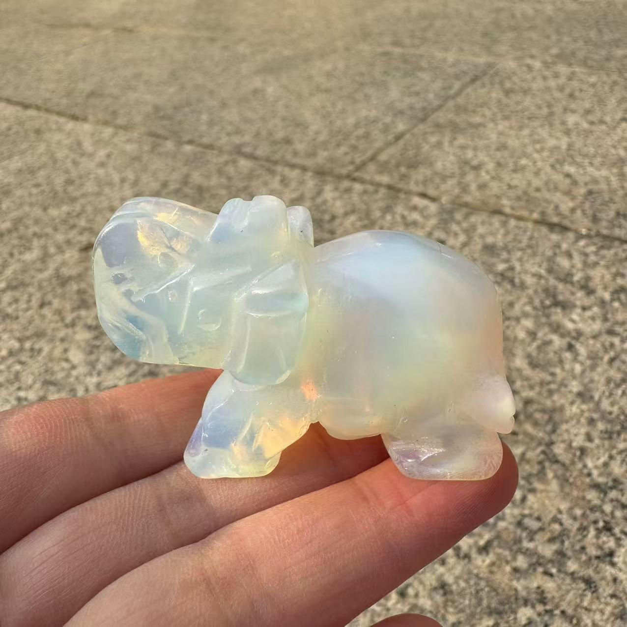 Hand Carved Opalite Elephant Crystal Animal Crystal Gift Crystal Figurine Crystal Reiki Crystal Healing