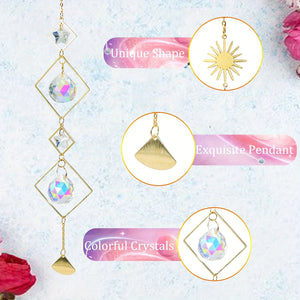 6pcs Colorful Crystals Suncatcher Hanging Sun Catcher With Chain Pendant Ornament Crystal Balls For Window Home Garden Christmas Day Party W