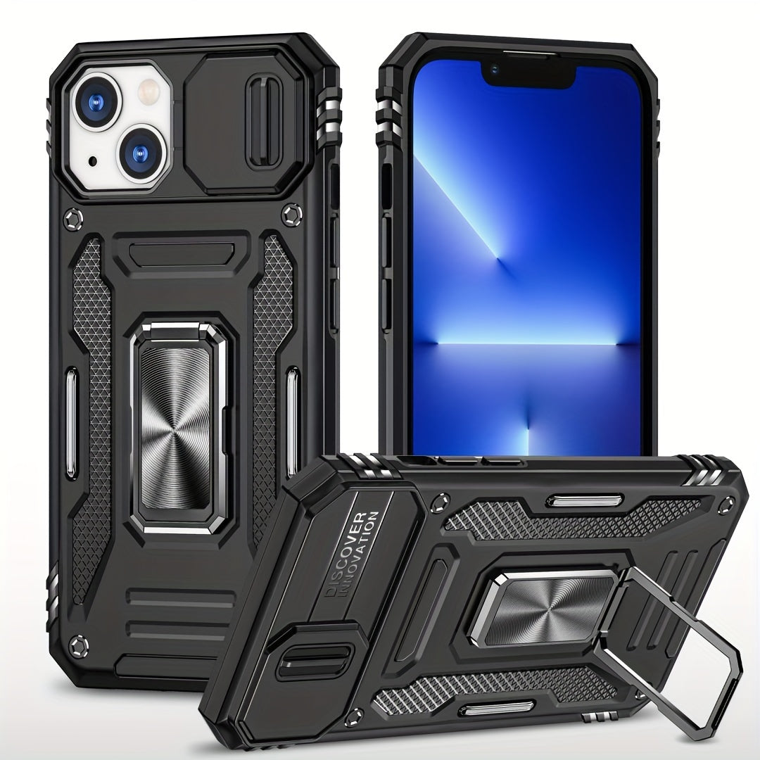 Military Grade Anti-drop Phone Case For IPhone 11 12 13 14 15 Pro Max 14 15 Plus Back Cover Case PC + TPU With Camera Protection Ring KickSt