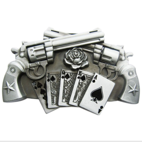 Western Men Zinc alloy Leather Belt Buckle Silver Double Gun Pattern US Local Shipping