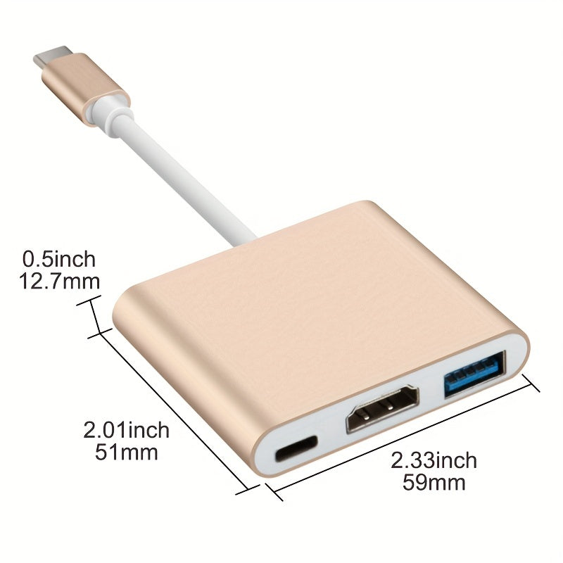 3 In 1 Type C To 4K HDMI-compatible USB 3.1 Charging Adapter USB C Hub USB 3.1 Dock Station Splitter For Laptop Macbook Air Pro.