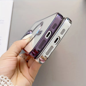 For Magnetic Wireless Charge Clear Phone Case For IPhone 14/13/12/11 Pro Max/Mini/X/XR/XS/8/7 Plus Luxury Plating Cover