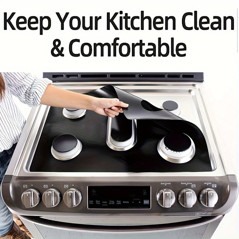 Reusable Non-Stick Black Stove Top Liner - Heat-Resistant & Washable Protector Keeps Your Kitchen Clean