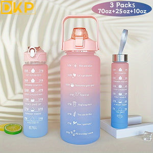 1pc/3pcs Stay Hydrated Anywhere: Portable Leakproof Water Bottle With Time Marker & Lanyard - Perfect For Adults & Families!