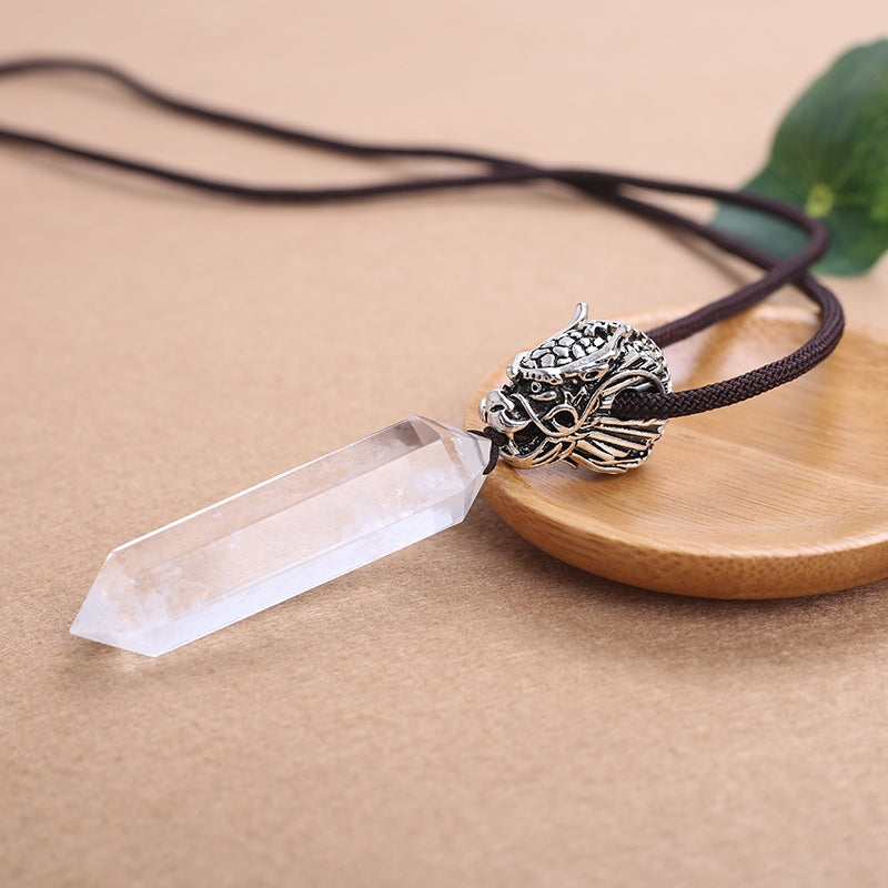 Natural beautiful Necklace Great Clear Crystal Wands Point