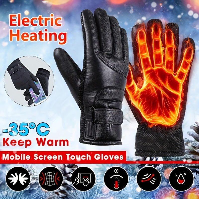 Electric Heated Gloves Powered By USB Power Bank Hand Warmer Heating Gloves for Winter for Motorcycle  Touch Screen Bike Waterproof Gloves