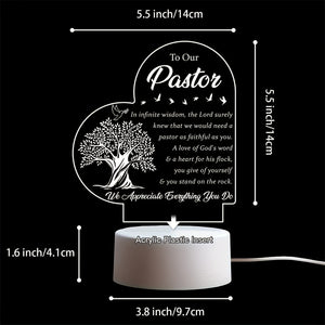 1pc Pastor Gift, Pastor Thank You Gift, Men/women's Pastor Gift, Engraved Acrylic Night Light, Anniversary, Pastor Birthday Gift, Thank You