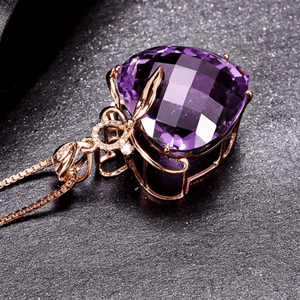 Heart Shaped Amethyst Pendant Necklace Plated With 18k Gold Colored Gemstone Necklace Love Amethyst Good Choice For Female Friends