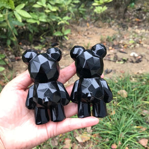 Faceted Cut Black Obsidian Standing Bear Protection Stone Crystal Animal Crystal Gift Crystal Healing