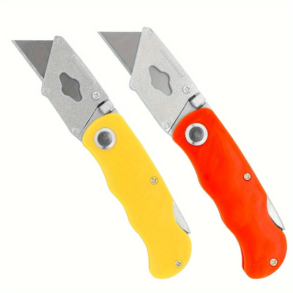 1/2/3pcs Multifunction Folding Knife, Portable Pocket Knife, Electrician Utility Knife With 10pcs Blades Paper Cutter DIY Hand Tools, Stainl