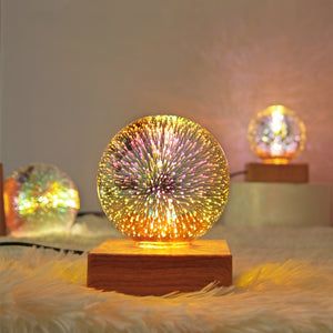 1pc LED 3D Fireworks Night Light, Glowing Led Gift Firework Lamp Small Globe Base Adornment Decorative Kids Children Indoor