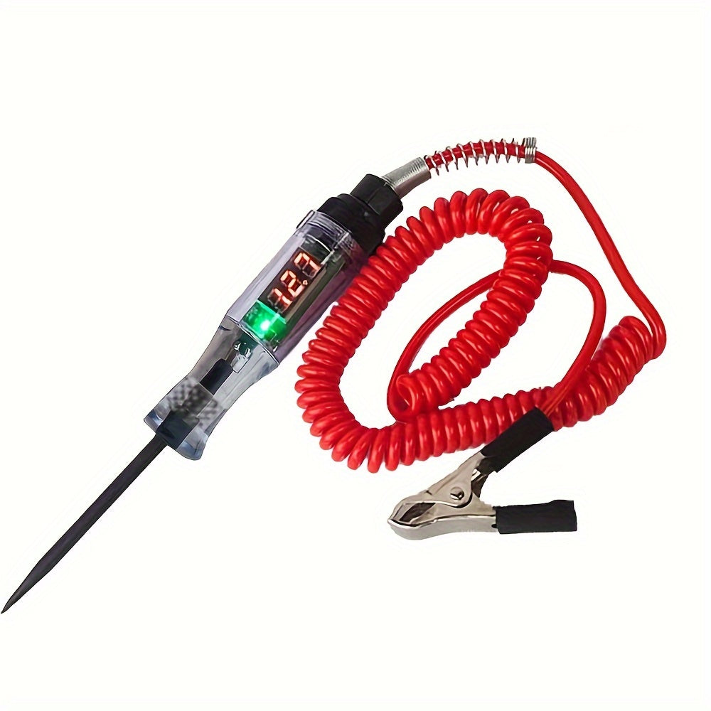 Car Test Pen Circuit Tester, DC Truck Voltage Digital Display Long Probe Pen With Light, Automotive Diagnostic Tools Auto Repair Tool