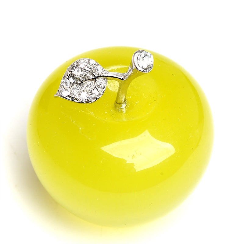 Natural Crystal&Gemstone Apple Figurine Paperweight Craft Decoration AVG.1.77inches (Yellow)