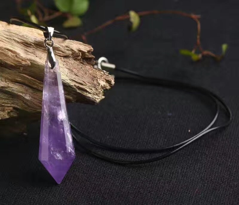 Natural Amethyst Chakra Necklace Pendant Healing Energy Crystal