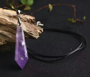 Natural Amethyst Chakra Necklace Pendant Healing Energy Crystal