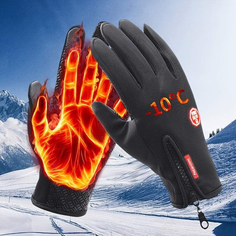 1pair Men's Winter Warm Windproof Warm Touch Screen Usable Gloves,Spandex Material Gloves (Choose Size According To Hand Circumference) , Id