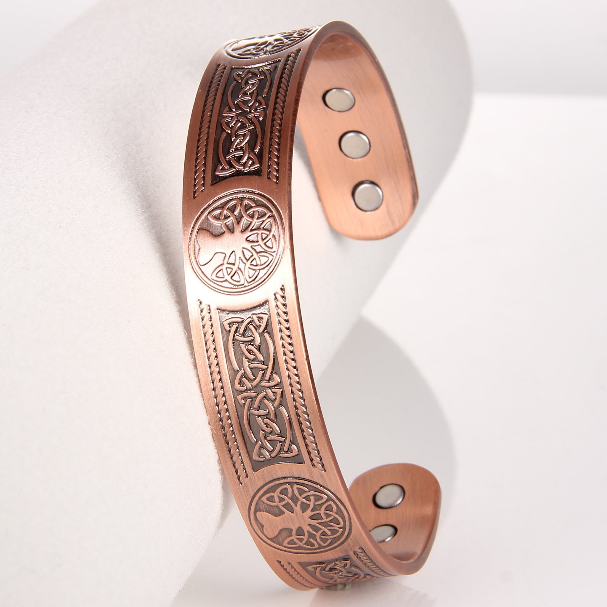 1pc Copper Magnetic Bracelets For Men Women, Upgrade Tree Of Life Pattern Copper Brazaletes With 6pcs Ultra Strong Magnets, Adjustable Size