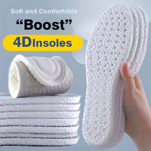 1 Pair 4D Unisex High Elastic Shock Absorbing Deodorant Sport Insoles Comfortable Breathable Massage Cushion For Feet Care Orthopedic Insole