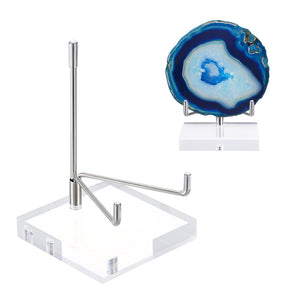 Adjustable Metal Arms Display Stand Easel with Acrylic Base Small Display Easel Holder for Fossil Coral Geodes Rock Mineral Agate Crystals Seashell and Small Collectibles