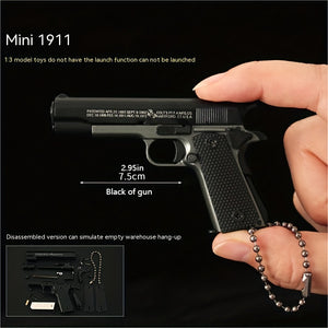 1911 Mini Pistol Toy Model Pendant, Removable Assembly Parts, Ultra-High Assembly Model [Handmade Alloy Process] One To One Restoration Of T