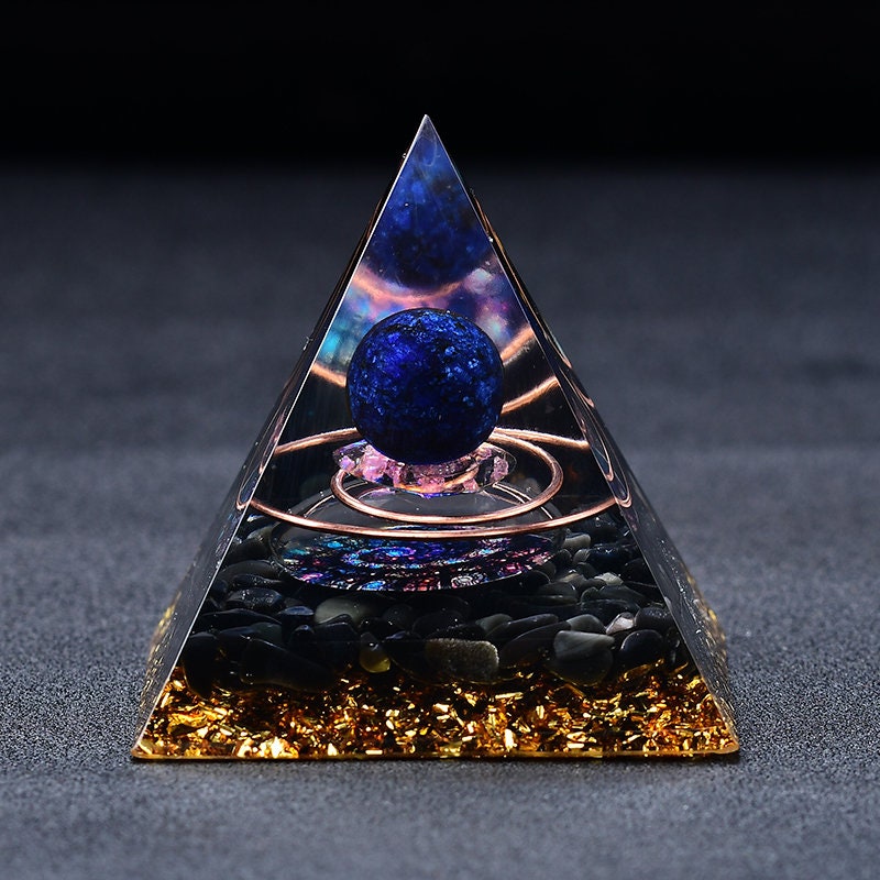 2.36‘’ Orgone Pyramid Lapis Sphere Gift Quartz Healing Meditation Crystal Hand Made Home Decoration Collection