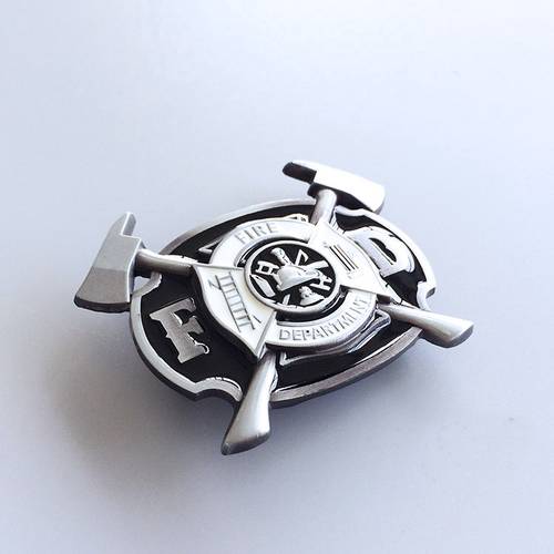 Western Men‘s Zinc alloy Leather Belt Buckle Firefighter FD Cross shape Pattern US Local Shipping