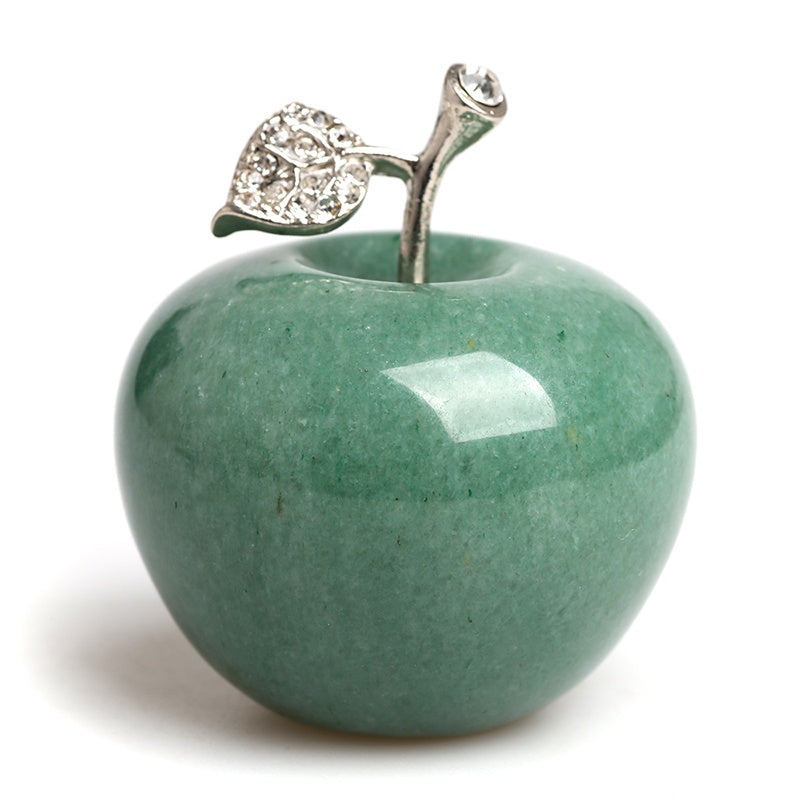 Natural Green Aventurine Crystal Apple Figurine Paperweight Craft Decoration AVG.1.77inches