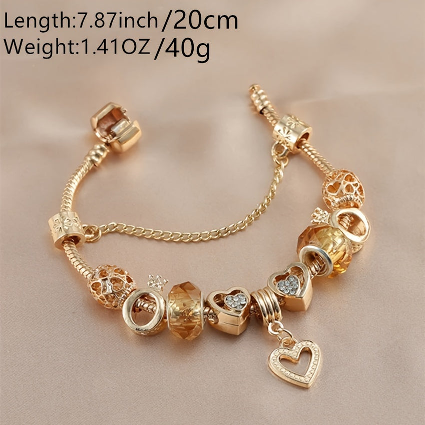 Sparkling DIY Jewelry - Golden Color Pendant Hearts Love Women's Bracelet Charms Christmas 、Halloween 、Thanksgiving Gifts Christmas Hallowee