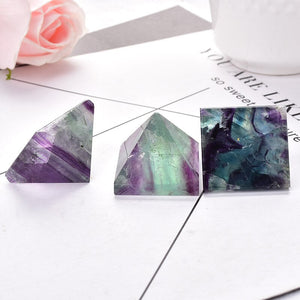 Natural Fluorite Pyramid Quartz Healing Stone Reiki Crystal Tower Point Home Decor Crafts Of Gem Stone Meditation Ornaments