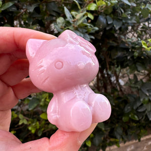 Hand Carved Pink Opal Hello Kitty Crystal Hello Kitty Crystal Figurine Crystal Gift Crystal Home Decor