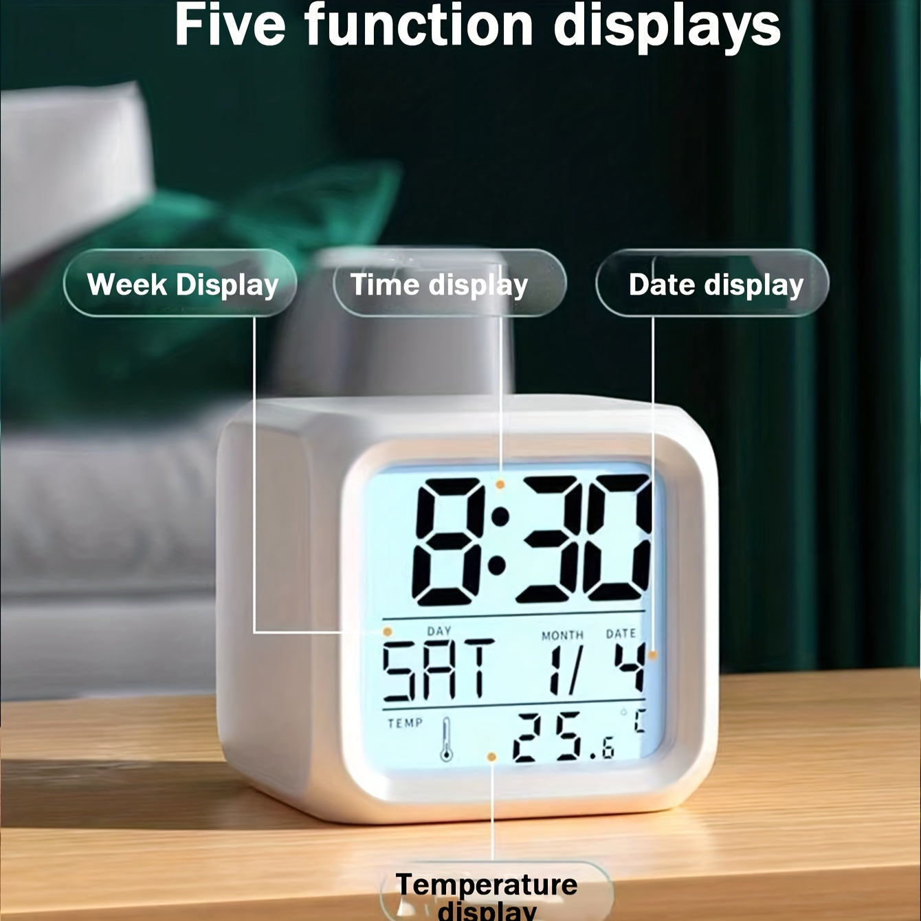 1pc Square White Alarm Clock, Students Smart Electronic Alarm Clock, Special Alarm Bell For Dormitory Home Bedroom