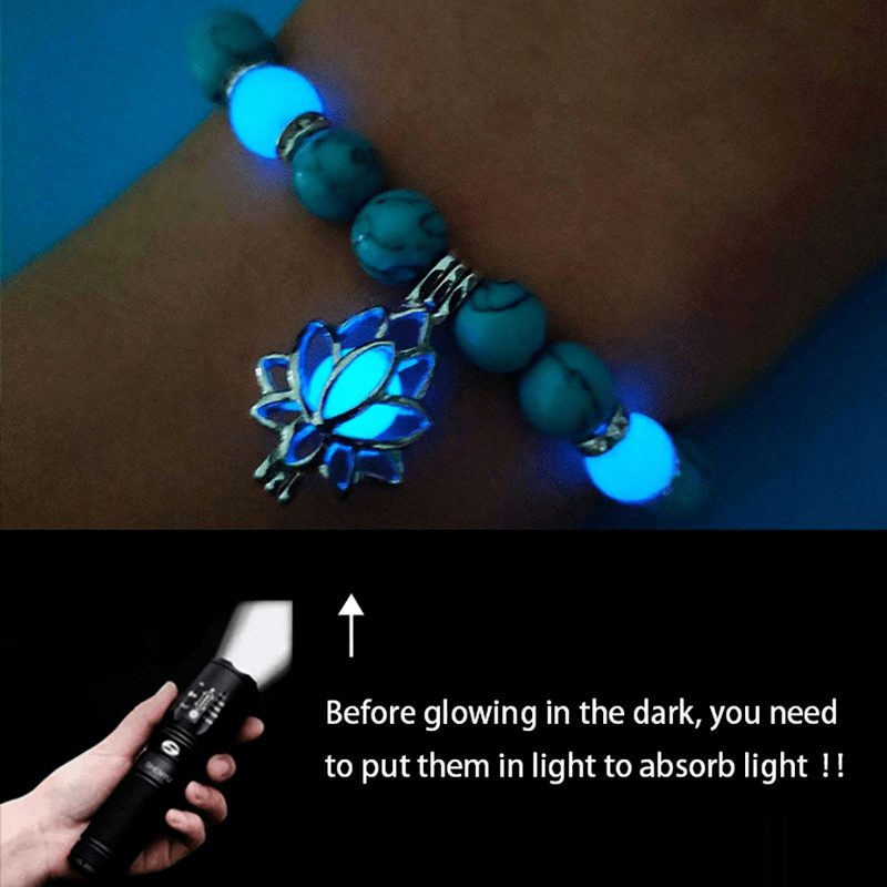 Glowing In The Dark Beaded Bracelet Turquoise Beads Hand Jewelry Decor For Women