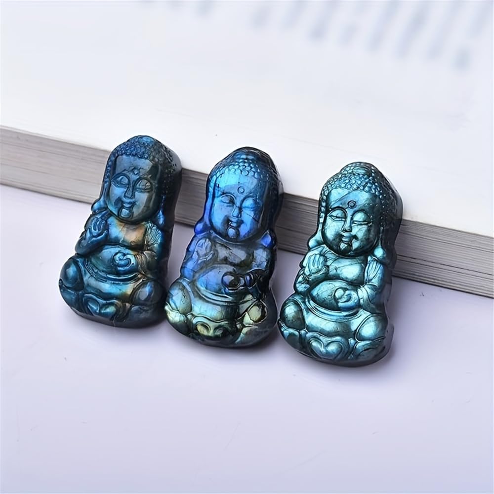 Beautiful Natural Labradorite Carving Wing Ornments Healing Crystal Skull Collectible Figurines Reiki Decor