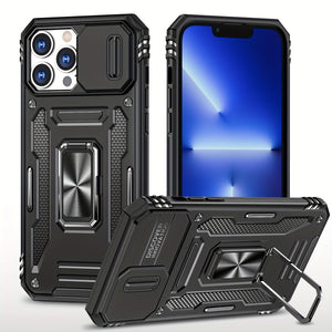 Military Grade Anti-drop Phone Case For IPhone 11 12 13 14 15 Pro Max 14 15 Plus Back Cover Case PC + TPU With Camera Protection Ring KickSt