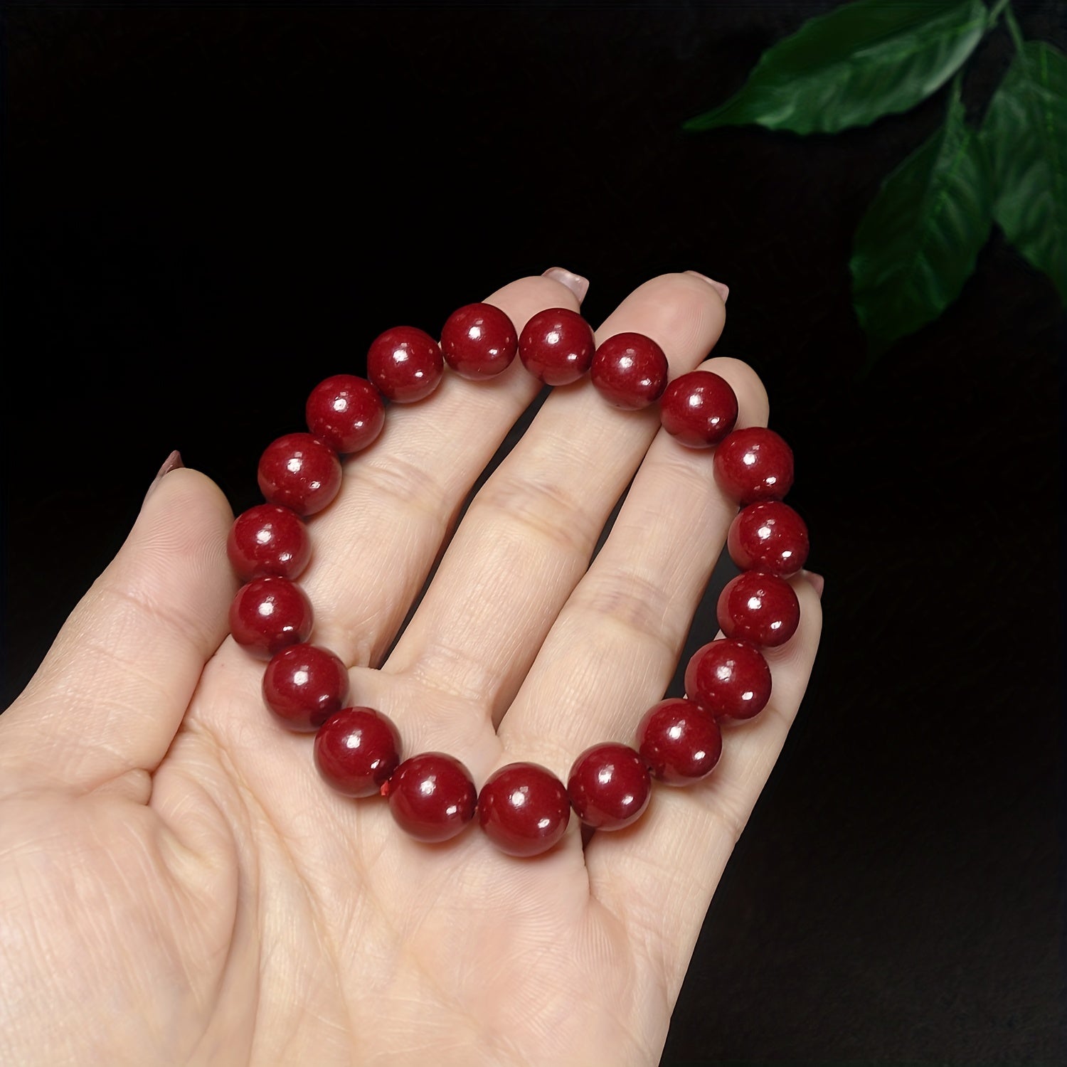 1pc Natural Raw Mineral Cinnabar Bracelet Simple Bracelet Beaded Bracelet