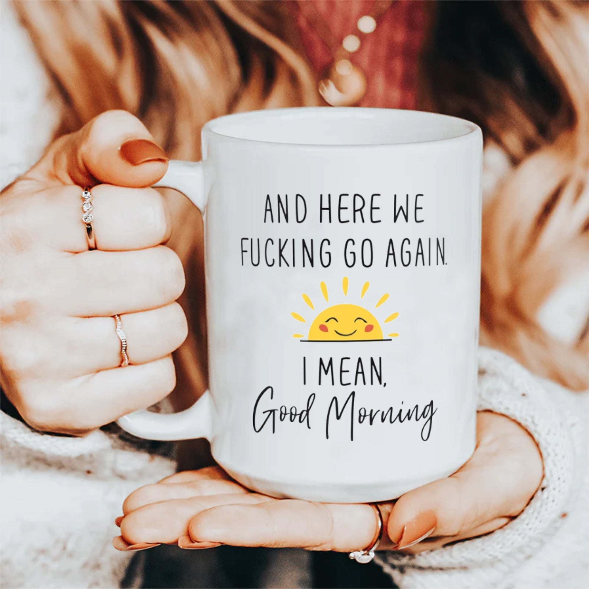 1pc 11oz/15oz Ceramic Coffee Mug Here We Go Again I Mean Good Morning - Funny Birthday Or Christmas Mom Gift