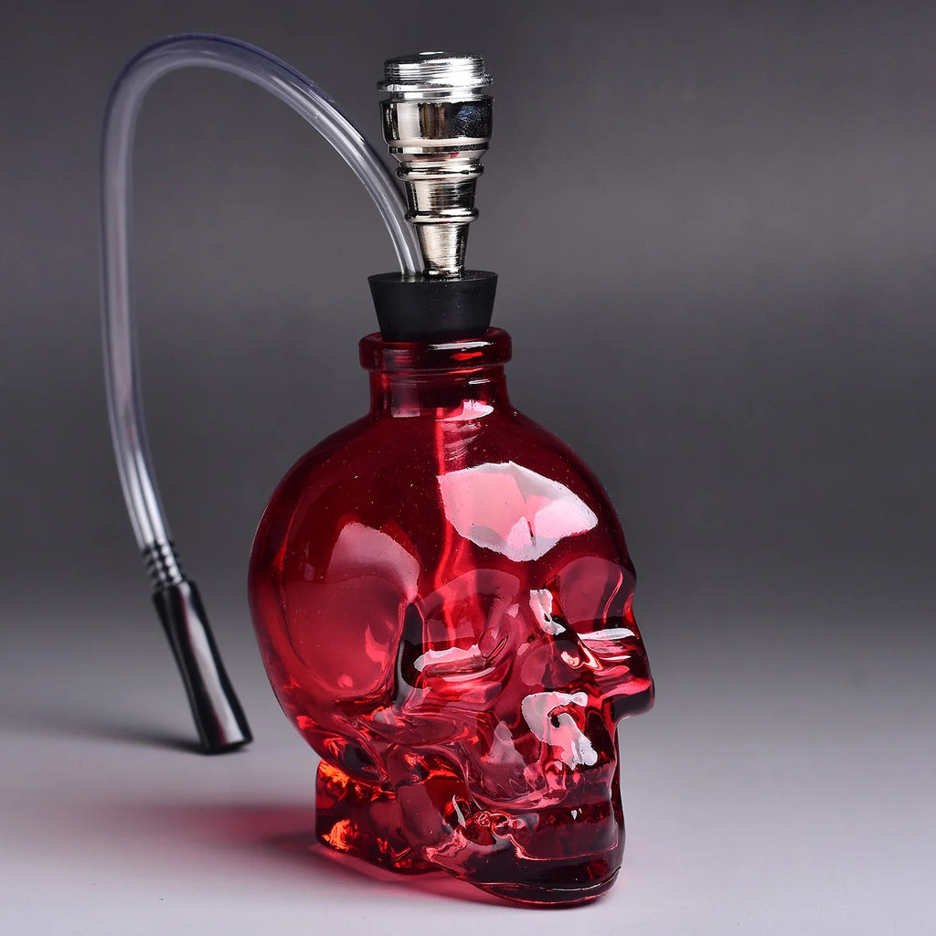 3.5'' Ship from US Portable Solid Red SKULL Water Pipe Glass Hookah Smoking Shisha  Skeleton Glass Bottle Accessories Men Gift
