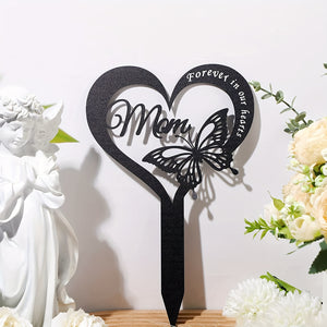 1pc Cemetery Decorations For Grave Metal Grave Marker Dad Memorial Garden Stake Butterfly Remembrance Plaque Waterproof Sympathy Grave Stake