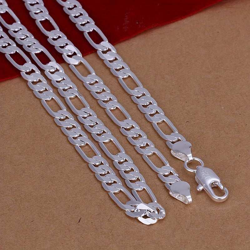 2023 New High Quality Mens Flat Chain Alloy Silver Necklace - Perfect Gift for Weddings & Birthdays! Christmas Halloween Gifts