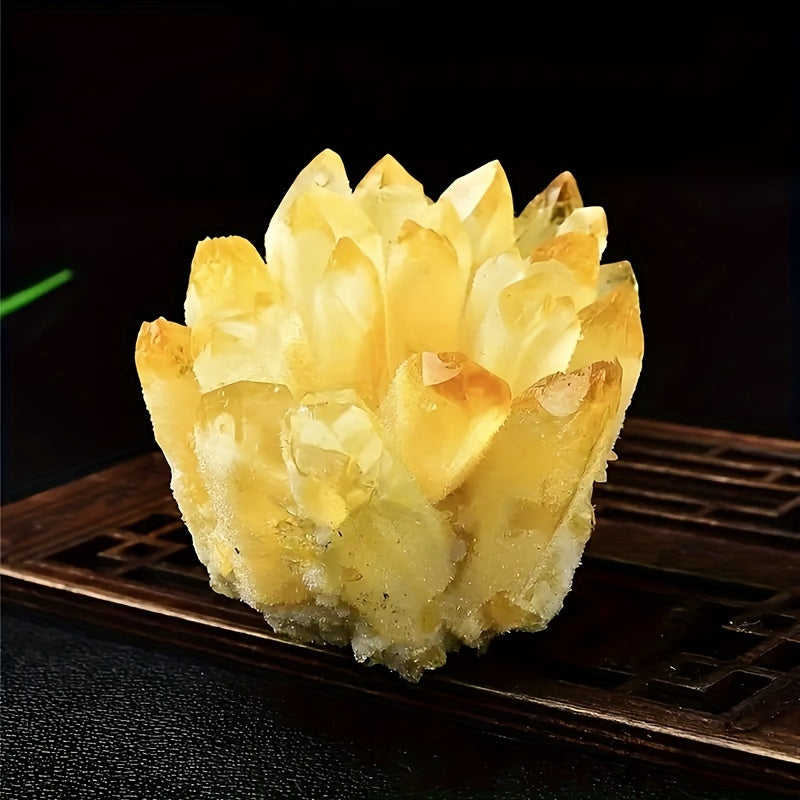 1pc Gorgeous Lab Phantom Quartz Crystal Cluster Healing Specimen Crystal, Cluster Yellow Quartz Cluster Crystal Green Quartz Point Mineral Specimen, Healing Home Office Aquarium Decoration Gift