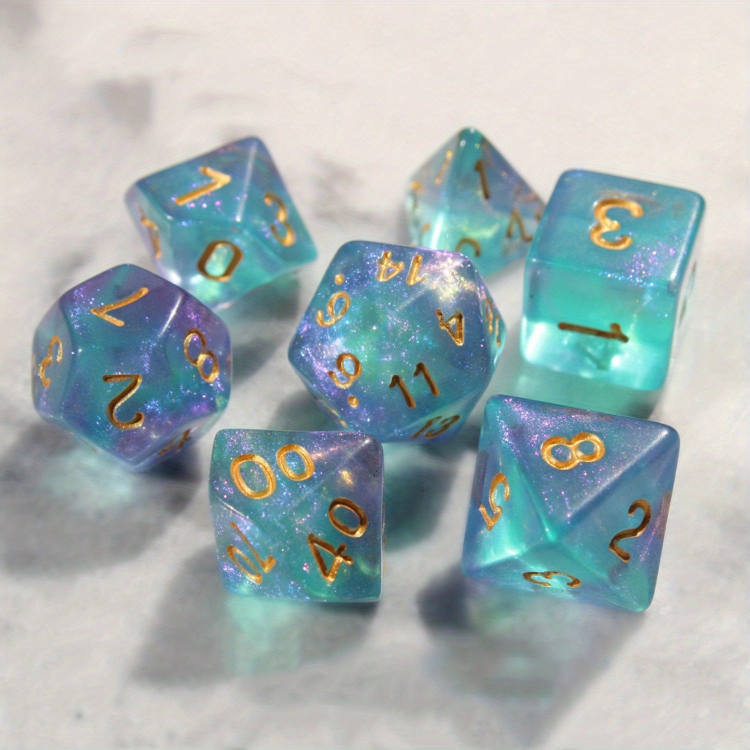 7pcs/Set Blue Starry Sky Dice Table Games RPG Dice Set For Party Halloween Christmas