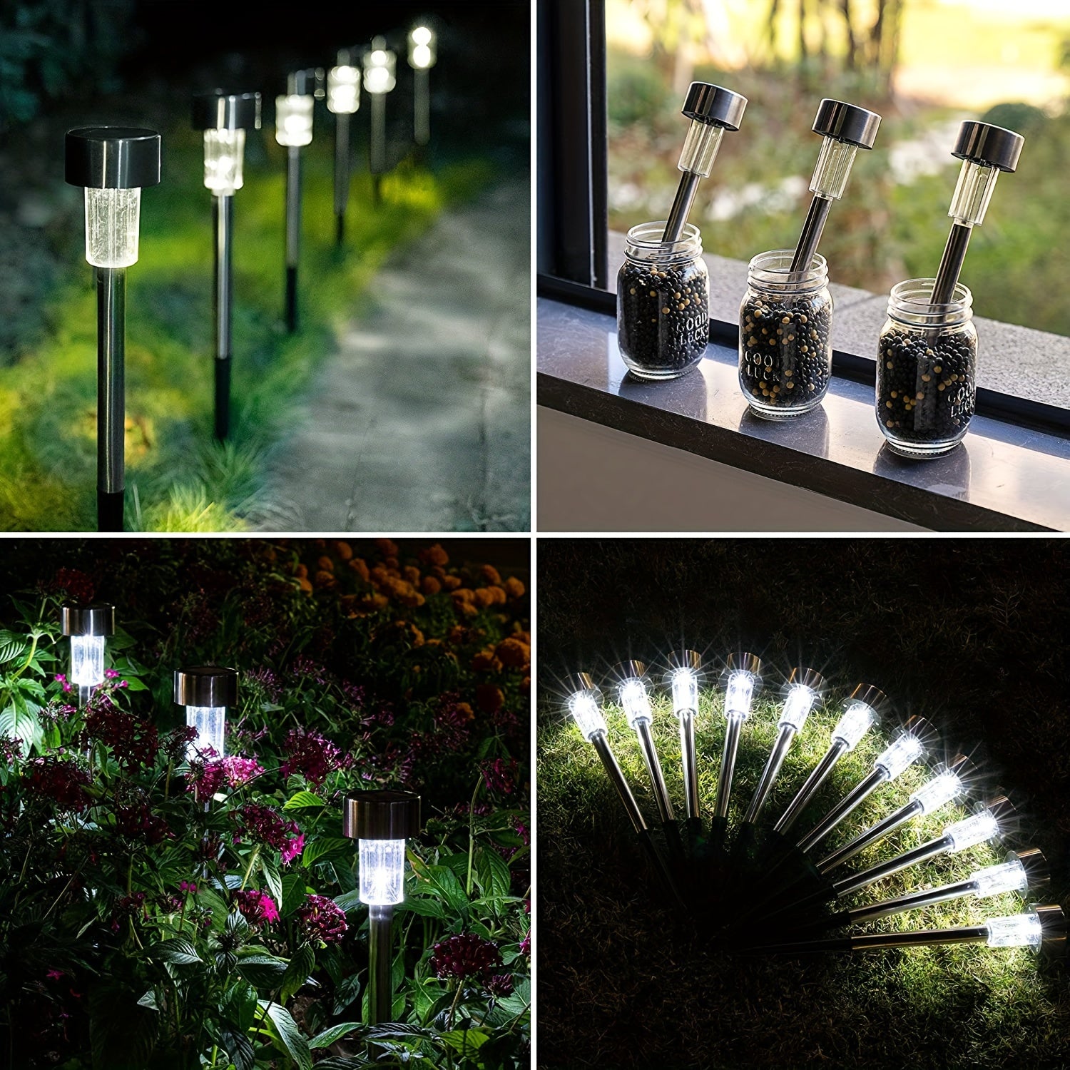 10-Pack Elegant Solar Garden Lights - Waterproof, Automatic Sensor, Easy Install - Enhance Your Pathway, Patio, Yard