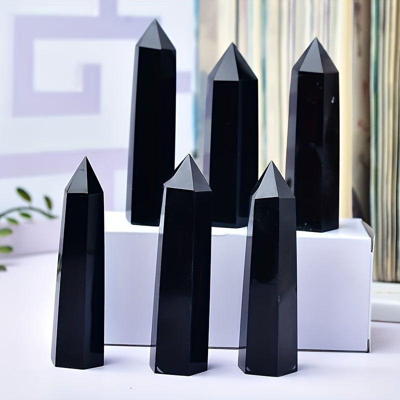 1pc Natural Obsidian Obelisk, Dragon Crystal , Natural Quartz Home Decor, Reiki Polished Point Stone Decoration Crafts